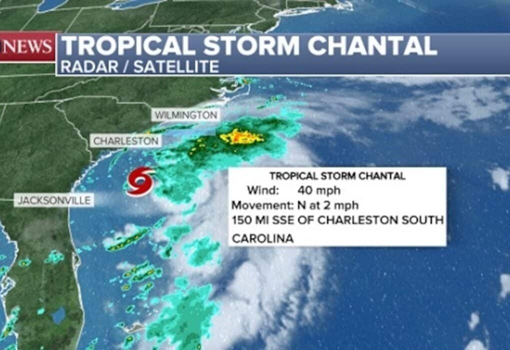 Tropical storm warnings extended to North Carolina as the chantal approaches Photo: TS Chantal Radar